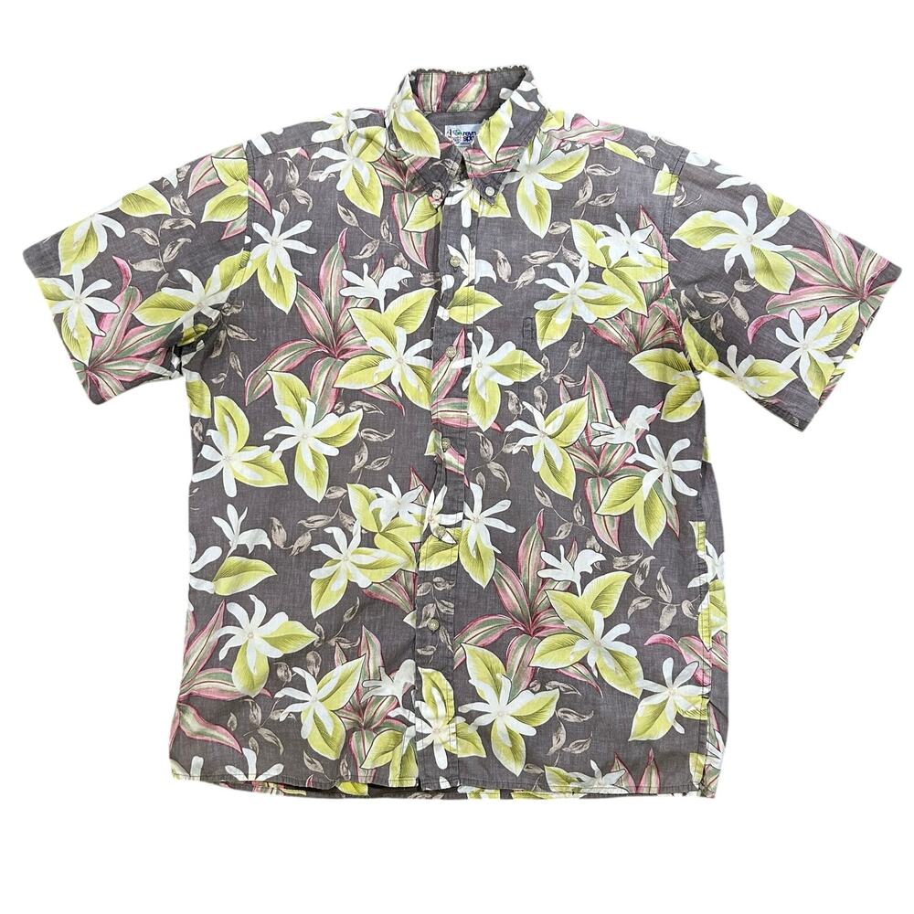 Vintage Reyn Spooner Hawaiian Shirt Floral Tropical Mens Medium Made In Hawaii